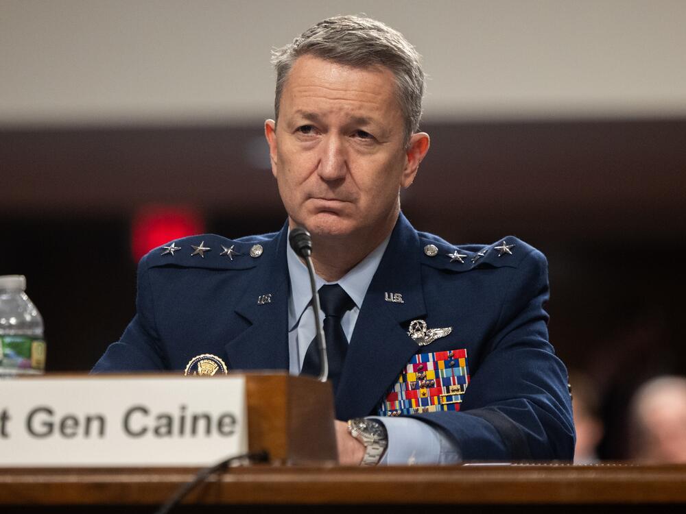 Dan Caine, now chairman of the Joint Chiefs of Staff, testifies during his Senate Armed Services Committee confirmation hearing on April 1.