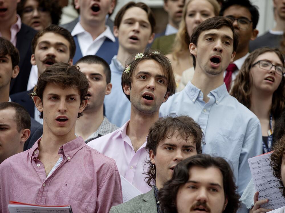 The St. John's College Freshman Chorus performs before the start of the Annapolis Cup.