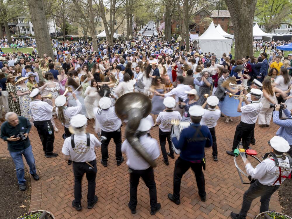 The Naptown Brass Band gets the crowds dancing at the Annapolis Cup.