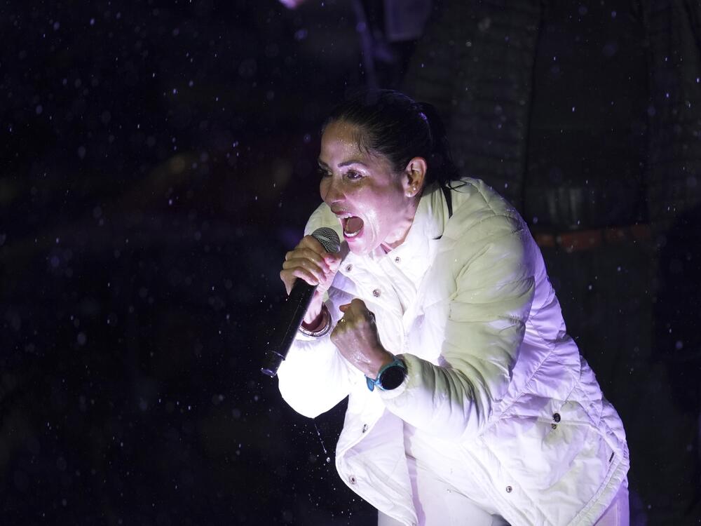 Luisa Gonzalez, presidential candidate for the Citizen Revolution Movement, campaigns in Quito, Ecuador, Sunday, Feb. 2, 2025