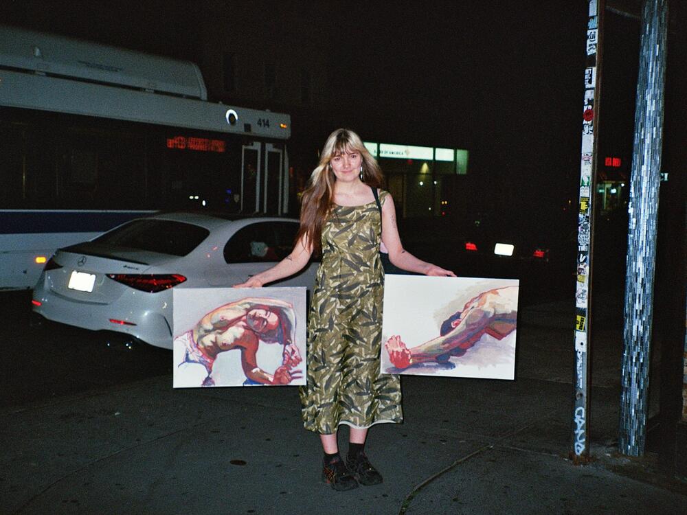 Lamm on her way to an exhibition of her paintings in Brooklyn, June 2024.