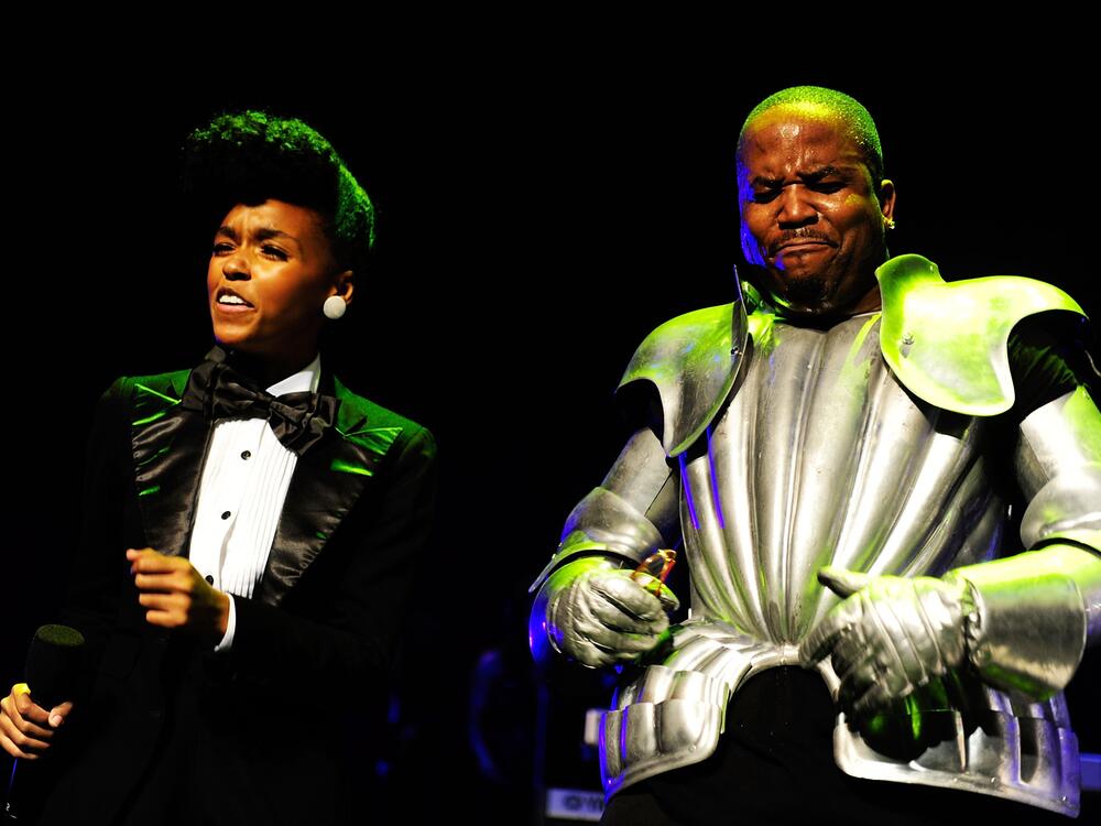 Janelle Monáe and Big Boi perform onstage at the BMI Urban Awards at the Jazz at Lincoln Center on Sept. 10, 2009, in New York City.