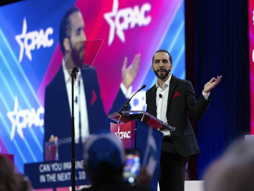 El Salvador's President Nayib Bukele speaks during the Conservative Political Action Conference, CPAC 2024, at the National Harbor, in Oxon Hill, Md., Thursday, Feb. 22, 2024.