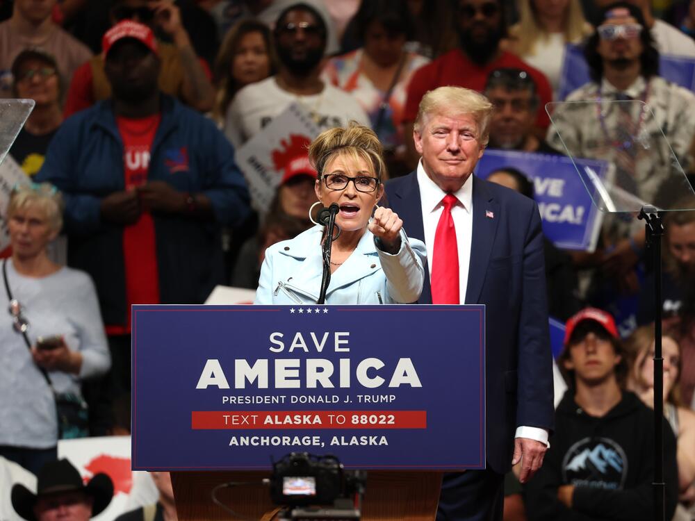 Former Alaska Gov. Sarah Palin campaigned for the state's U.S. House seat in 2022 with the support of President Trump. She did not win. A retrial of her defamation case against <em>The New York Times</em> is slated to begin Monday.