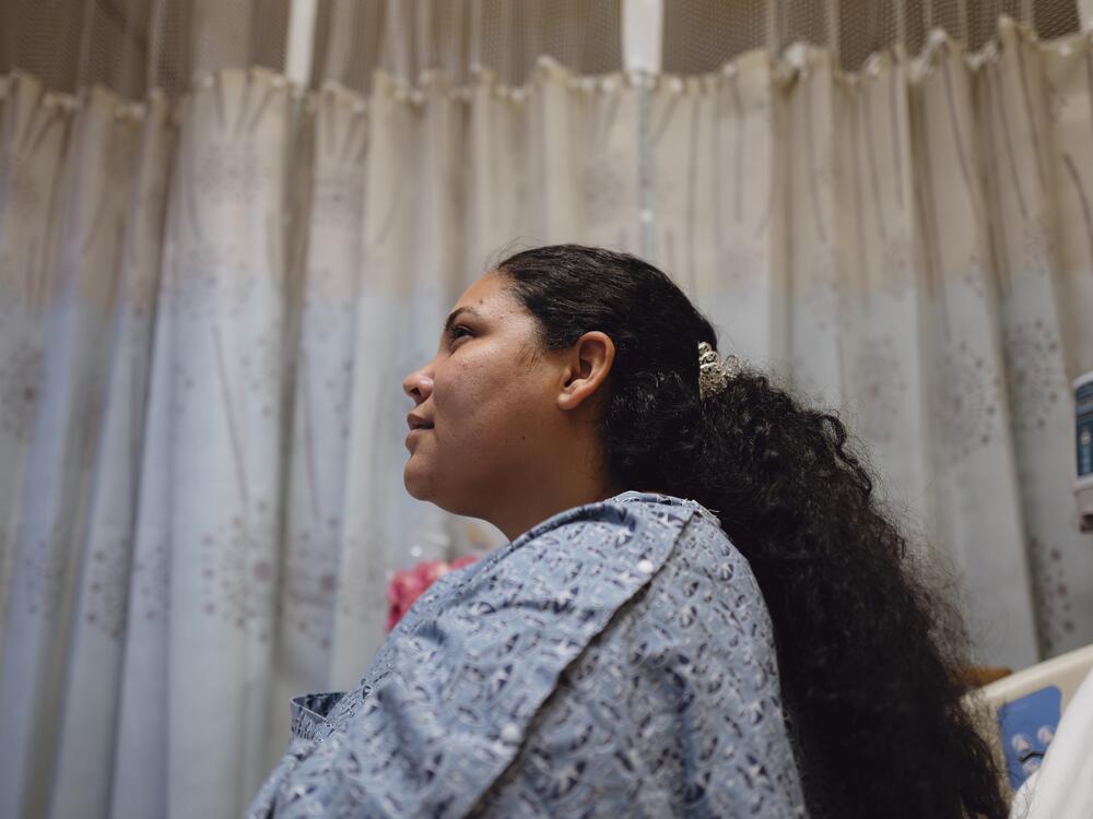 One day before her court hearing, Yasmelin Valazquez is hospitalized at John F. Kennedy Memorial Hospital in Indio, Calif., on April 9, 2025.