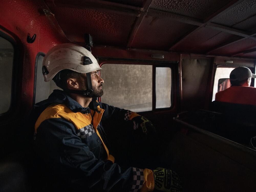 Kinan Ali, a member of the White Helmets, in Damascus on March 31.