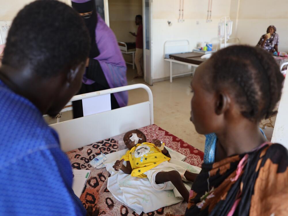 A child is treated for malnutrition at Rifa's Hostpital, in Gezira state, Sudan, on Oct. 9, 2023.