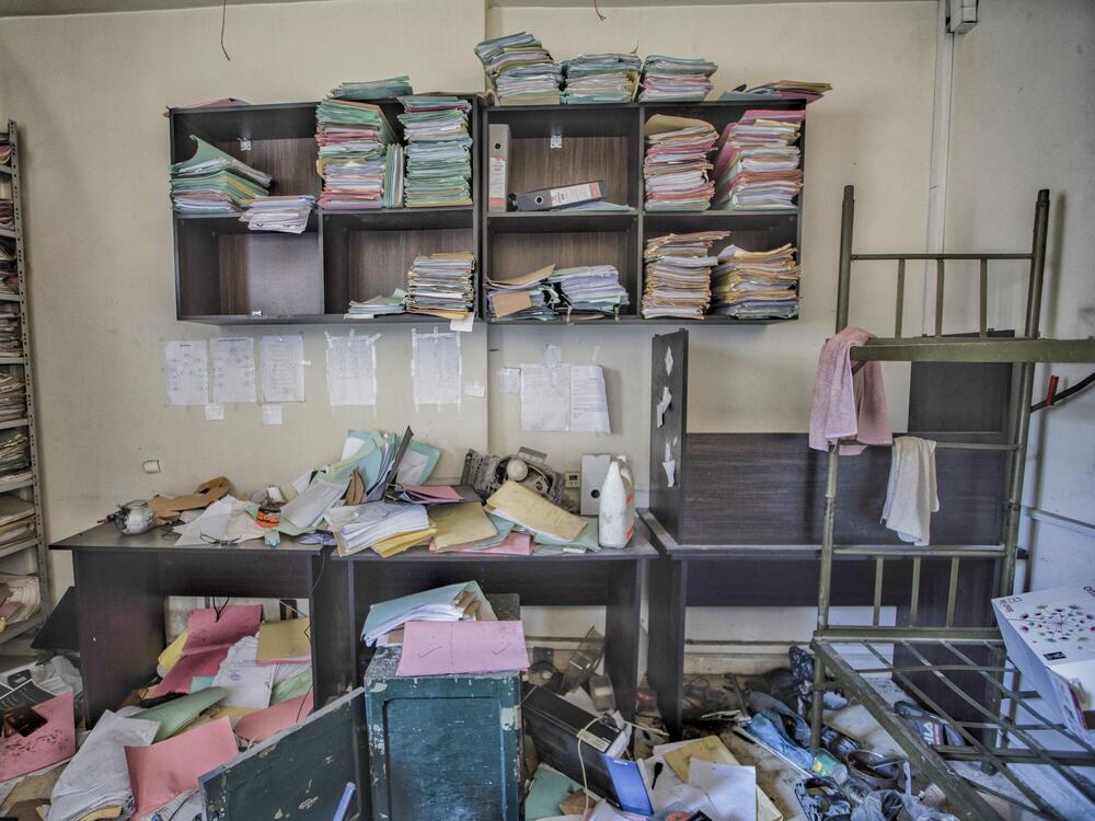 Documents and files remain in the infamous Intelligence Building in Damascus, Jan. 7. The building had a prison underneath it and is associated with memories of torture for Syrians.