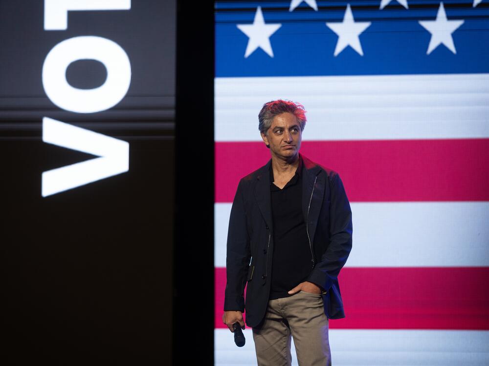 Investor Antonio Gracias at a town hall rally held by Elon Musk in Green Bay, Wis., on March 30. Gracias, who is part of Musk's Department of Government Efficiency team, has been working at the Social Security Administration.