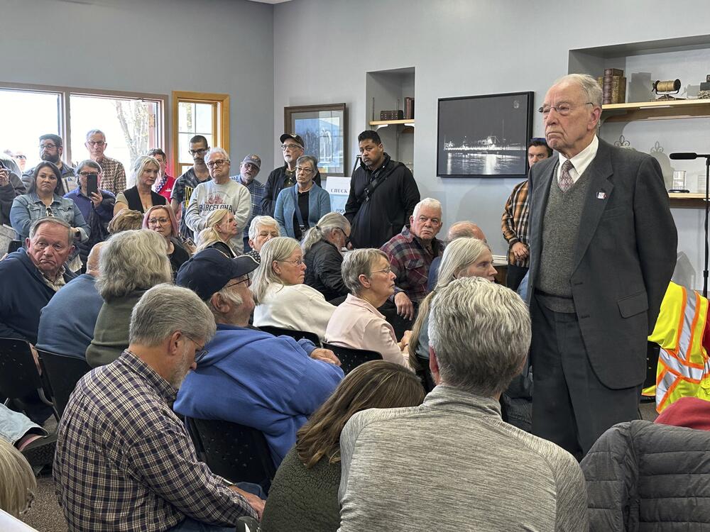 Sen. Chuck Grassley, R-Iowa, takes questions at a town hall in Fort Madison, Iowa on Tuesday.