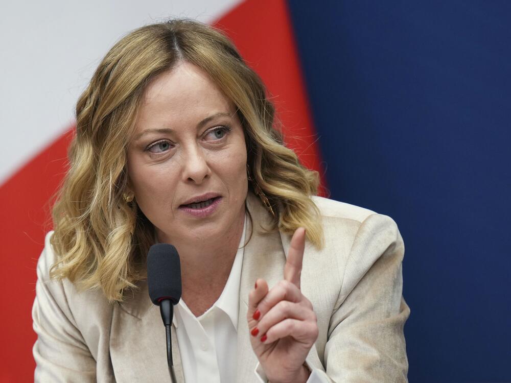Italian Premier Giorgia Meloni holds a year-end press conference in Rome in January.