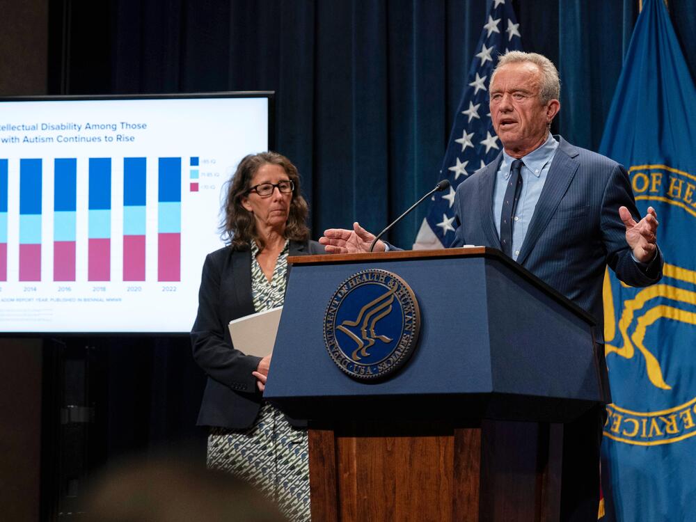 Health and Human Services Secretary Robert F. Kennedy Jr. speaks during a news conference autism rates on Wednesday, April 16, 2025.
