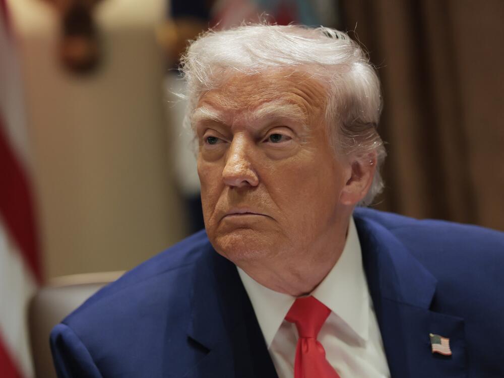 President Donald Trump speaks during a Cabinet meeting at the White House on April 10, 2025 in Washington, DC.