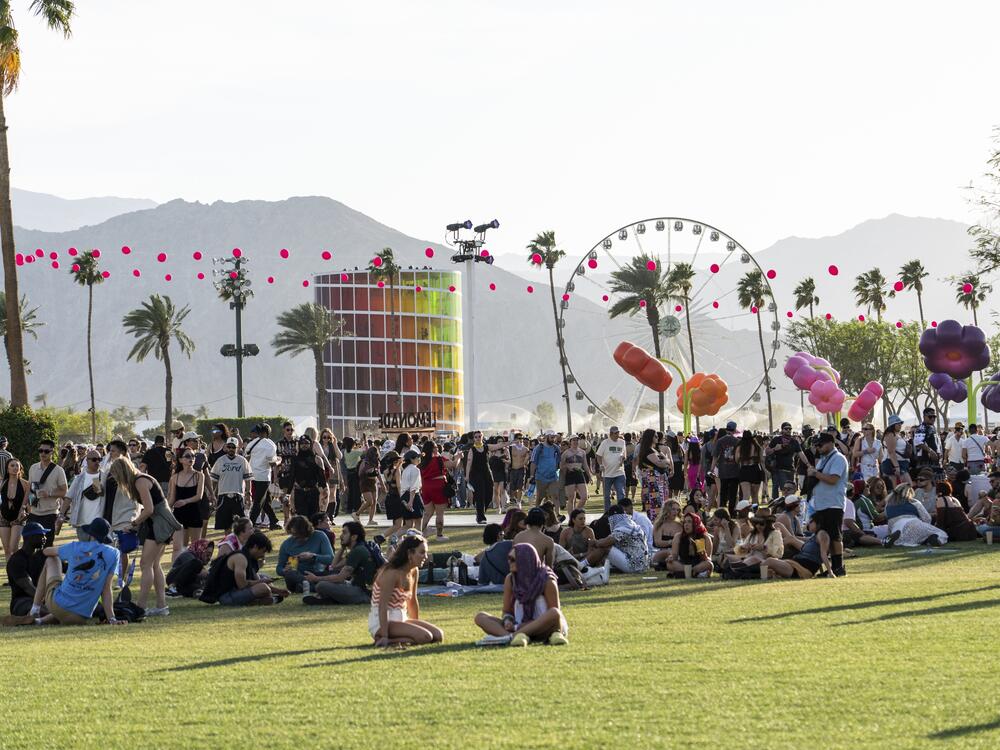Festivalgoers enjoy the first weekend of the 2025 Coachella Valley Music and Arts Festival at the Empire Polo Club on Sunday.