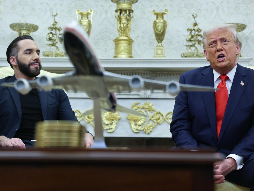 President Trump meets with President Nayib Bukele of El Salvador in the Oval Office of the White House on Monday.