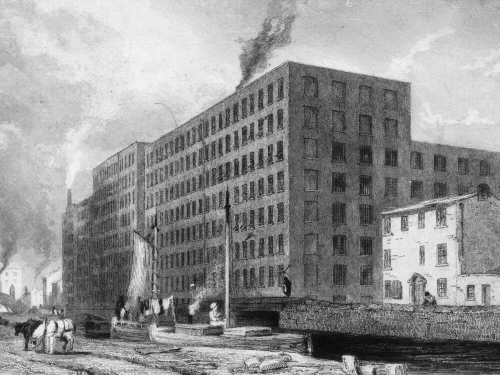 Cotton mills on Union Street in Manchester in 1850.