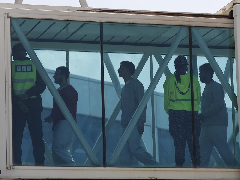 Venezuelan migrants deported from the United States arrive at Simon Bolivar International Airport in Maiquetia, Venezuela, Sunday, March 30, 2025.