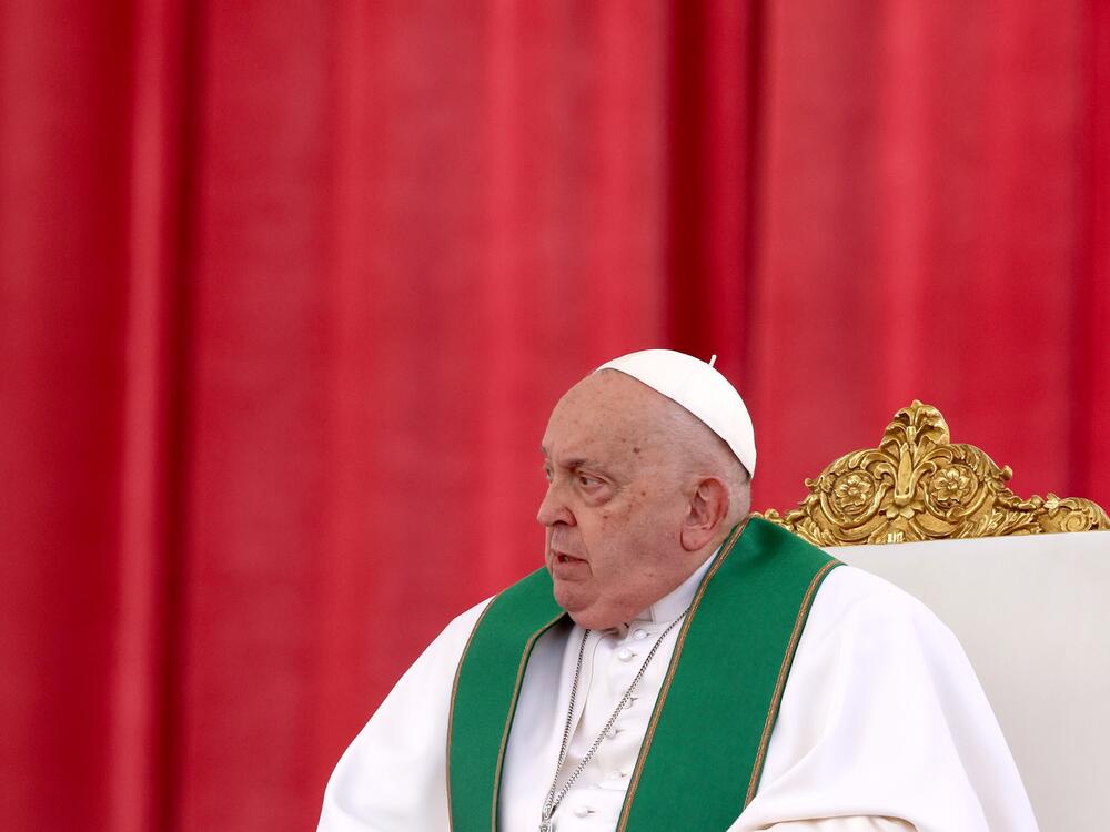 Pope Francis presides over a Mass at St. Peter's Square on Feb. 9, 2025 in Vatican City. During the Mass, the Pope asked his master of ceremonies to continue reading his homily for him, as he became short of breath.