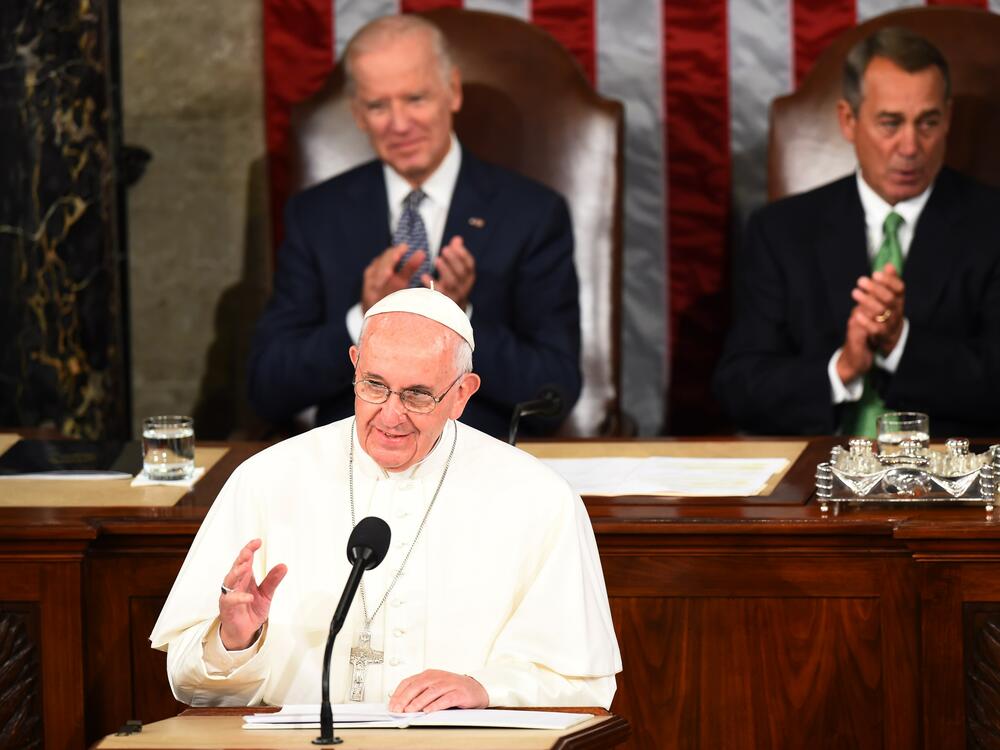 Pope Francis addresses a joint session of Congress on September 24, 2014 in Washington, DC.