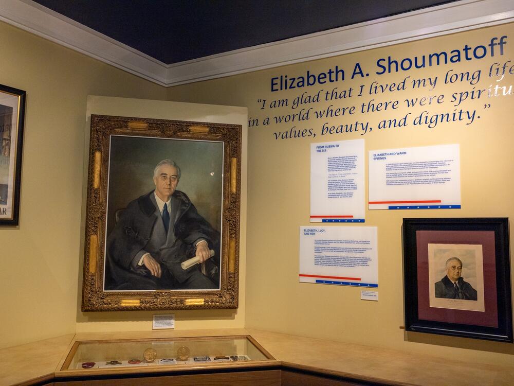 A finished portrait of former President Franklin D. Roosevelt by artist Elizabeth Shoumatoff.