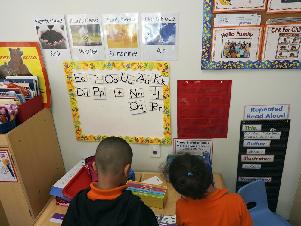 Students help put away supplies at the end of a reading and writing lesson at the Head Start program run by Easterseals, an organization that gets about a third of its funding from the federal government, on Jan. 29, in Miami.
