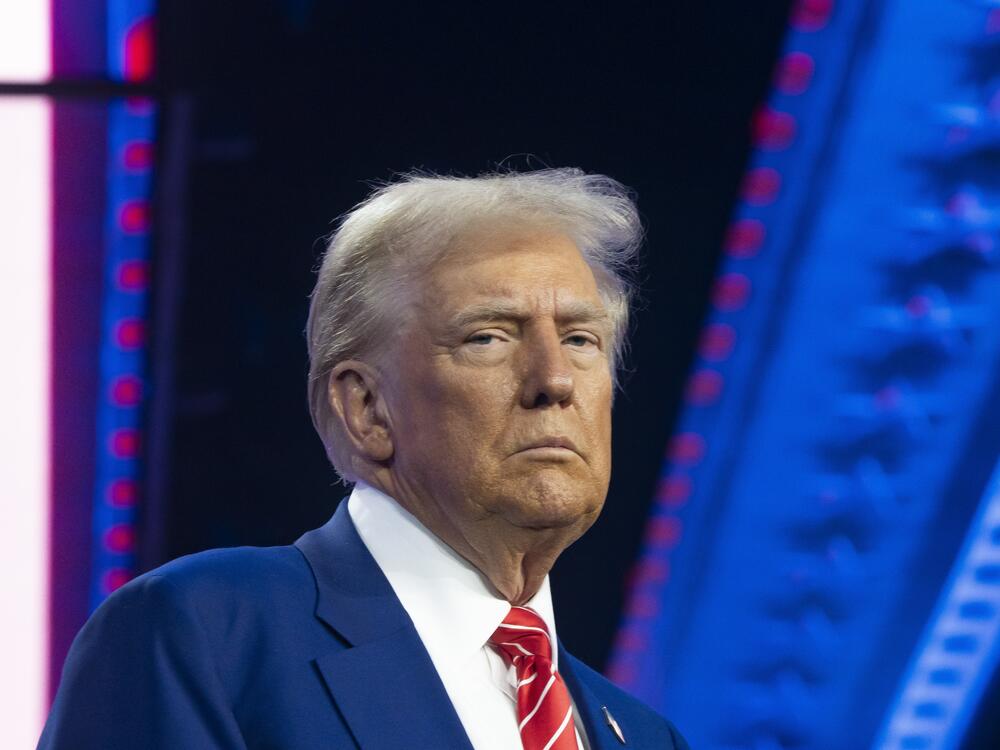 U.S. President-elect Donald Trump looks on during Turning Point USA's AmericaFest at the Phoenix Convention Center on Dec. 22, 2024, in Phoenix. The annual four day conference geared toward energizing and connecting conservative youth hosts some of the country's leading conservative politicians and activists.