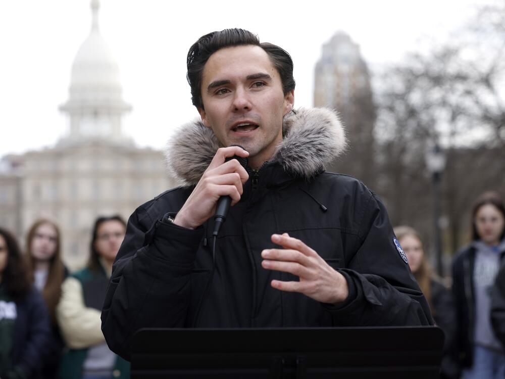 David Hogg speaks during a news conference to call for gun reform on Feb. 20, 2023, in Lansing, Mich. Hogg has announced a $20 million midterm effort that he says will include backing candidates challenging incumbent House Democrats.