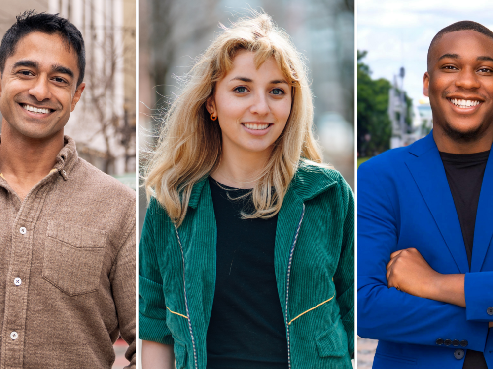 From left, Saikat Chakrabarti, Kat Abughazaleh and Elijah Manley are among a crop of young Democrats challenging incumbents in solidly blue districts across the country ahead of next year's midterm elections.