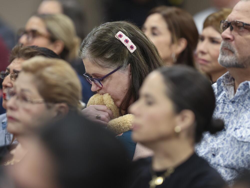 A person reacts during a hearing for Patrick Crusius, the Walmart mass shooter, at the Enrique Moreno County Courthosue in El Paso, Texas, April 21, 2025.