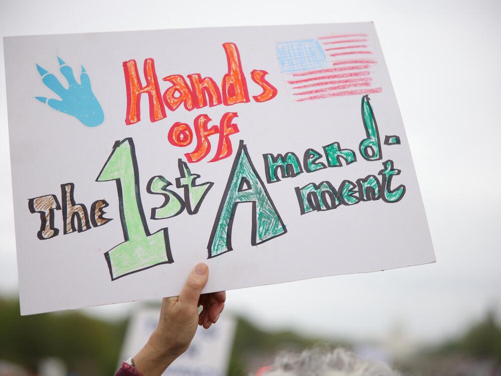 People gathered to protest the Trump administration during the 'Hands Off' protest on the National Mall in Washington, D.C. on April 5, 2025.
