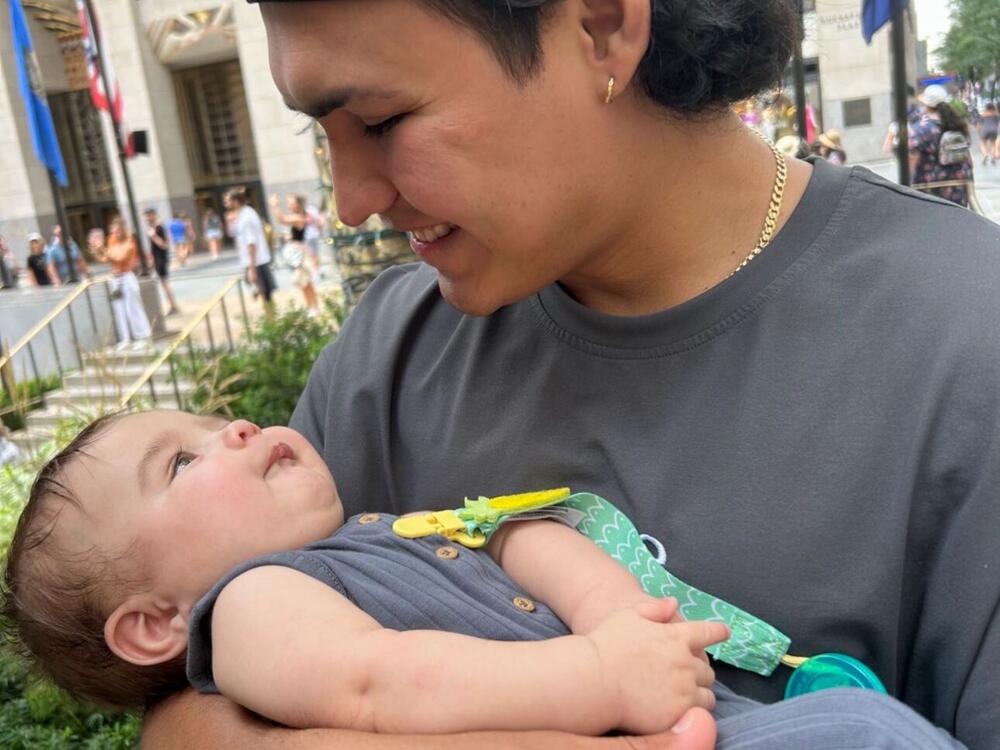 Josue and his newborn son. During a routine immigration appointment, he was detained and eventually transferred to a Texas facility. His lawyer says he has no criminal record, and came to the U.S. as a minor seeking asylum. If deported, it could be years before he comes back.