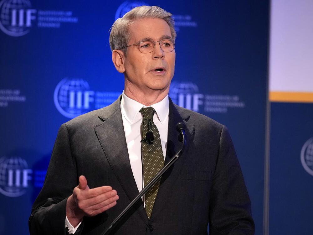 Treasury Secretary Scott Bessent delivers remarks during the IMF and World Bank meetings taking place in Washington, D.C., on April 23, 2025.