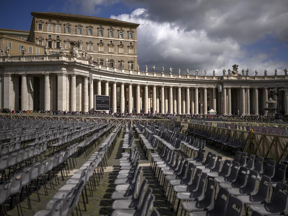 A view of of St. Peter's square in Vatican City on Friday, the day before the pope's funeral.