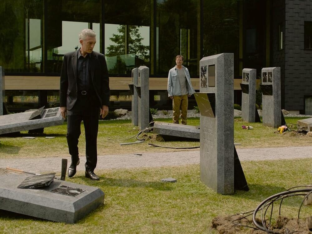 In <em>The Shrouds,</em> Vincent Cassel plays a widower who uses technology to monitor the remains of his dead wife.