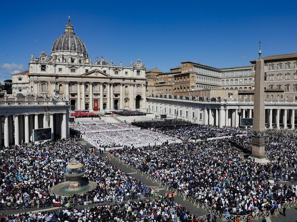 Pope Francis' funeral ceremony is seen in Saint Peter's Square, in Vatican City