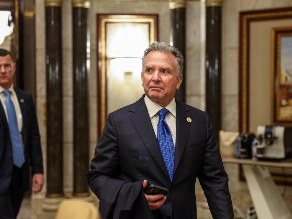 Steve Witkoff walks to an interview after meeting with Russian officials in Riyadh, Saudi Arabia, on Feb. 18, 2025.