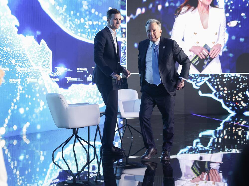 In President Trump's first term, his son-in-law Jared Kushner held the role now filled by Steve Witkoff. Kushner and Witkoff appeared together on Feb. 20 at a Miami conference organized by the non-profit arm of Saudi Arabia's main sovereign wealth fund called the Future Investment Initiative (FII) Institute.