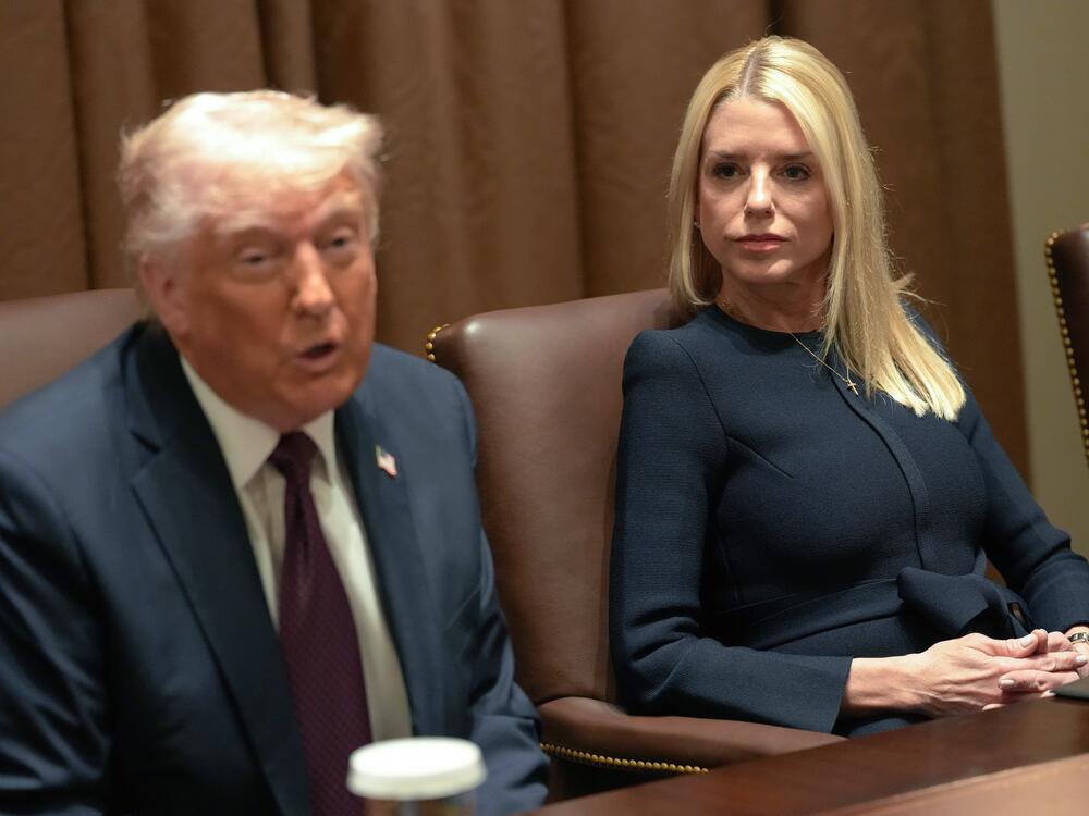 Attorney General Pam Bondi looks on as President Trump delivers remarks during a cabinet meeting at the White House on March 24.