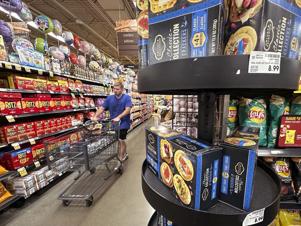 A customer shops for groceries at a Chicago supermarket.