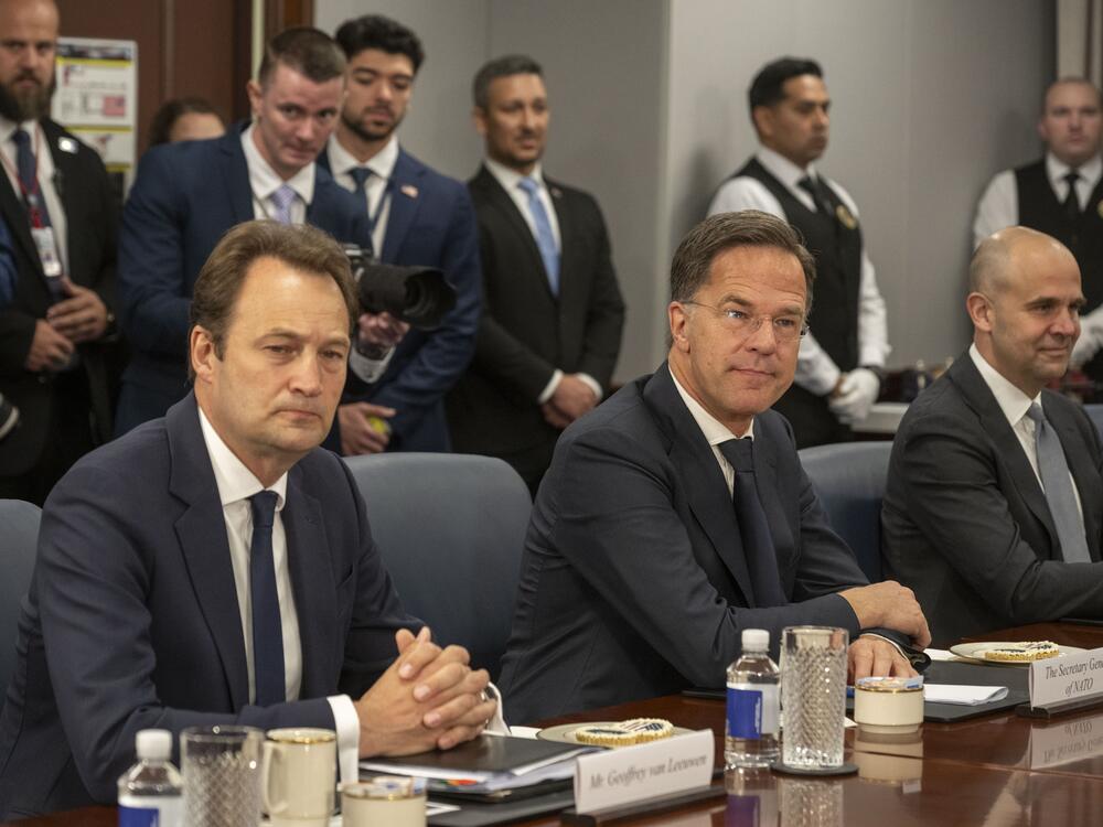 NATO Secretary General Mark Rutte attends a meeting with U.S. Defense Secretary Pete Hegseth (not pictured) at the Pentagon in Washington, D.C., U.S., April 24, 2025.