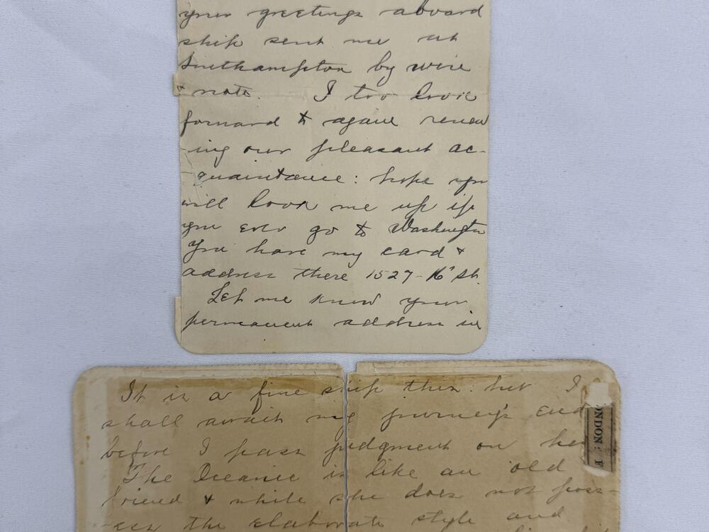 A letter written by one of the Titanic's most well-known survivors from onboard the ship days before it sank has sold for 300,000 pounds ($399,000) at auction.