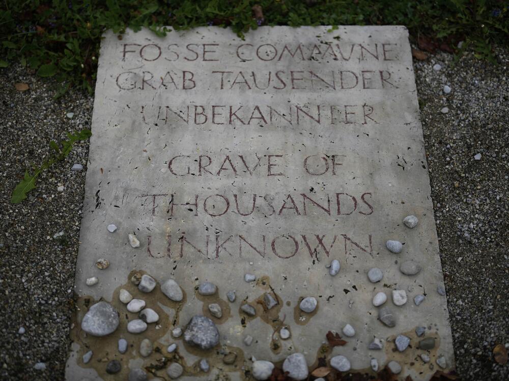 A memorial stone pictured at the former Dachau concentration camp, where tens of thousands of people were murdered and more than 200,000 were imprisoned by the Nazis from 1933 to 1945, in Dachau, Germany.
