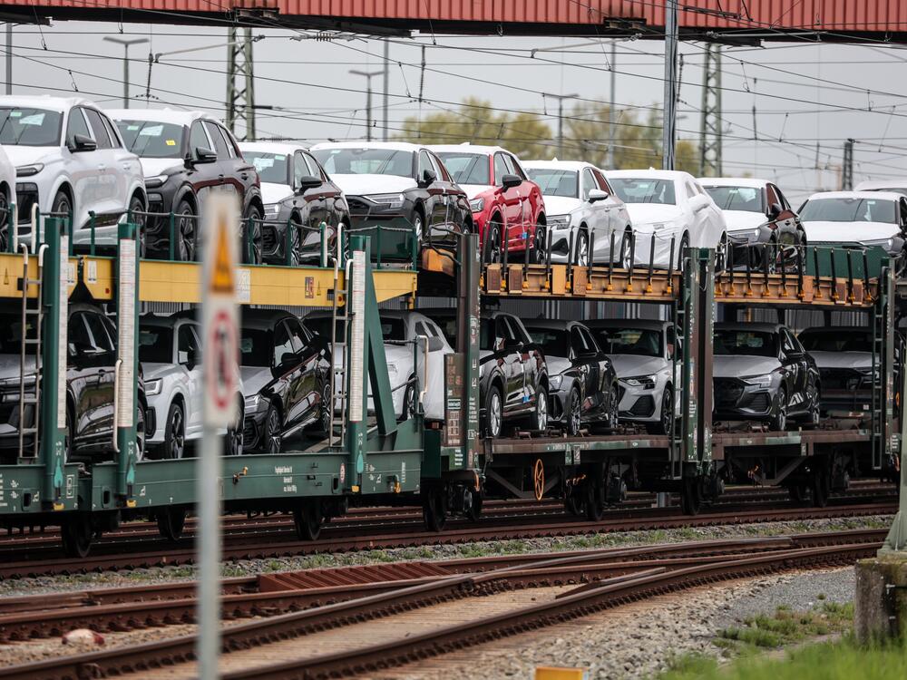 Cars of German car maker Audi destined for export wait at the automotive terminal in Bremerhaven, Germany on April 22, 2025.