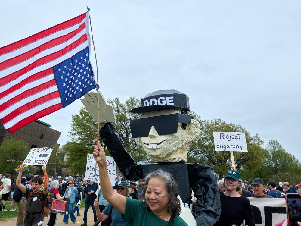 Protesters gather on the National Mall for the 