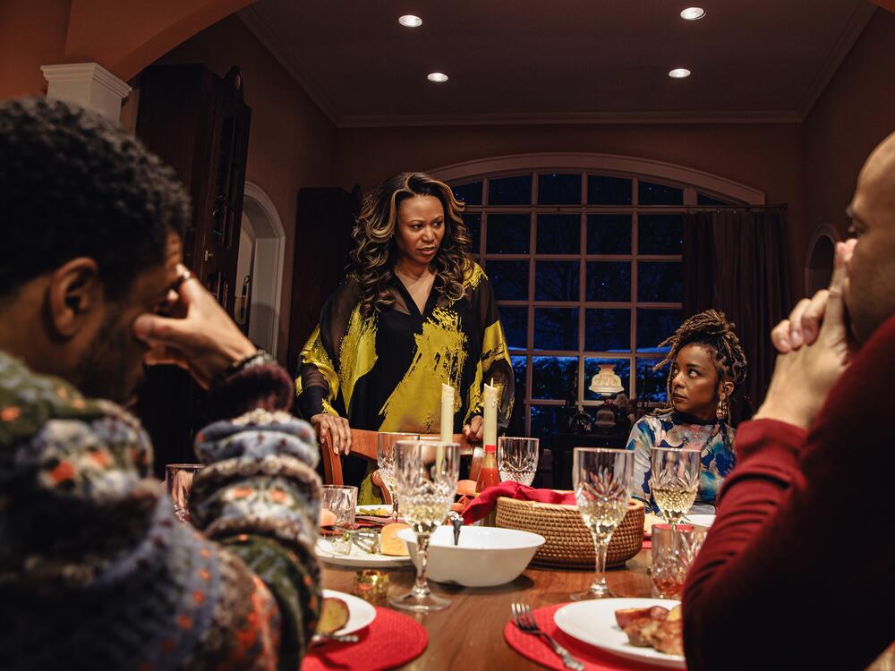 Alana Arenas (Morgan) and Kara Young (Aziza) in <em>Purpose.</em>