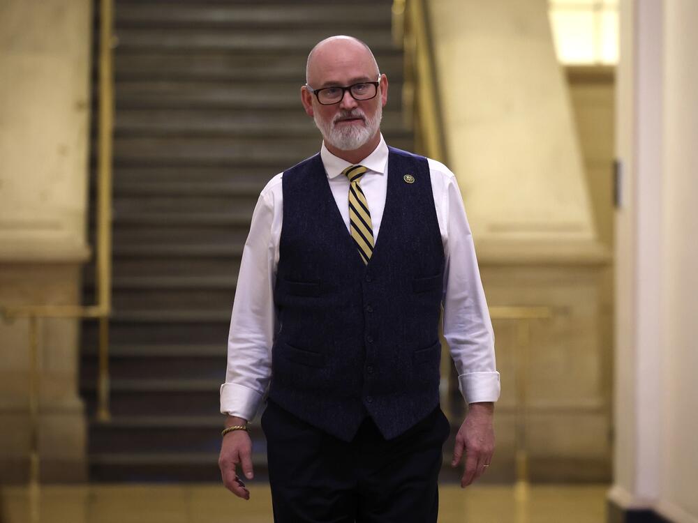 Republican Rep. Derrick Van Orden of Wisconsin arrives at the U.S. Capitol in 2023.