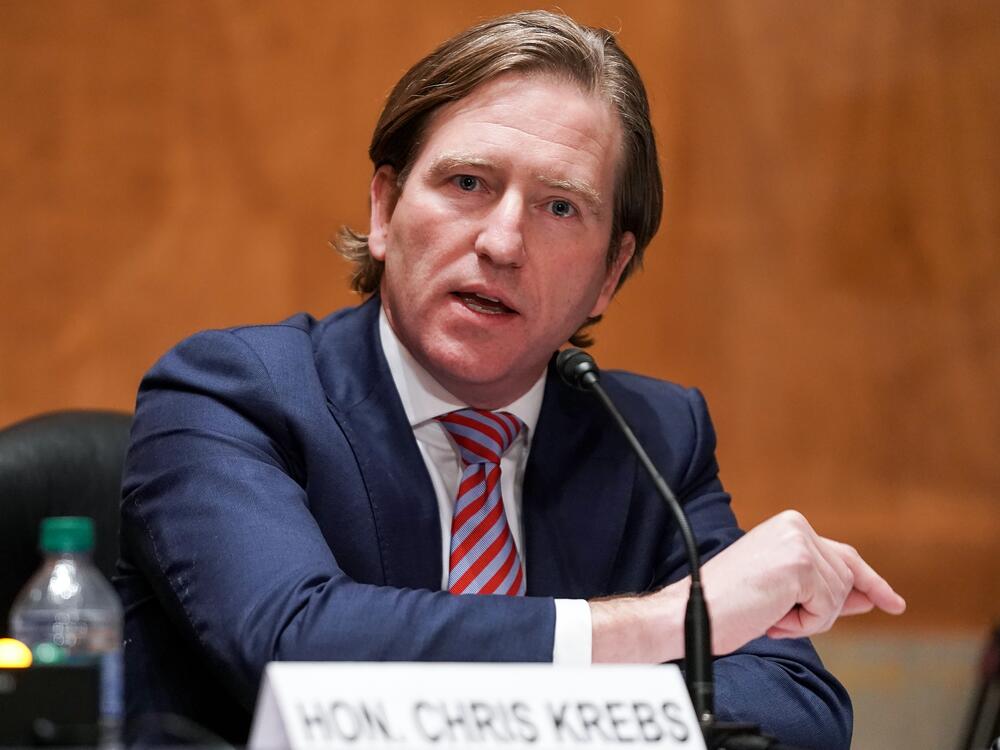 Chris Krebs, former director of the Cybersecurity and Infrastructure Security Agency, testifies during a Senate Homeland Security and Governmental Affairs Committee hearing to discuss election security and the 2020 election process on Dec. 16, 2020. President Trump pushed baseless claims of voter fraud during the 2020 presidential election, which Krebs called the most secure in American history.