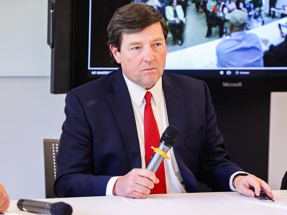 The interim U.S. attorney for the District of Columbia, Ed Martin, attends an Anacostia Coordinating Council monthly meeting in Washington, D.C., on March 25.