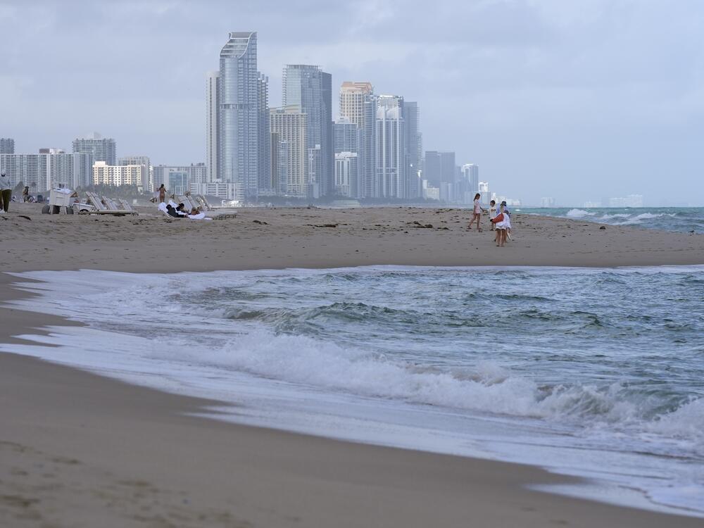 The skyline Sunny Isles Beach in Surfside, Fla., shows dozens of high-rise condo and luxury hotel buildings in this photo from December 2024.