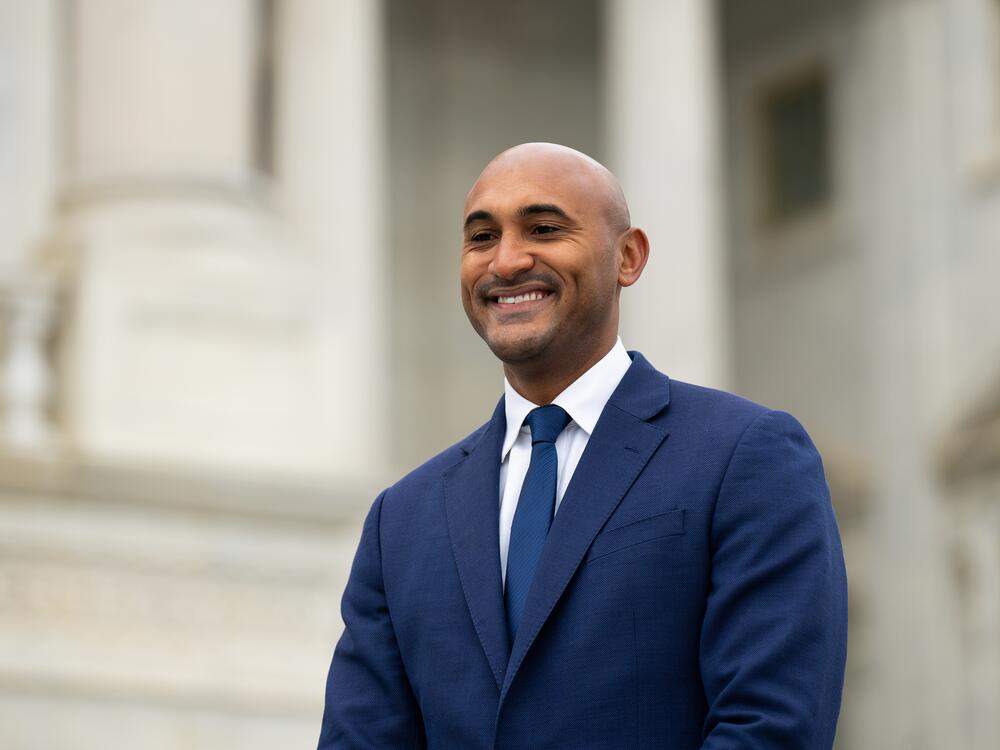 Democratic Rep.-elect Shomari Figures of Alabama, stands at the U.S. Capitol after freshman members of Congress posed for their class photo on Nov. 15, 2024.